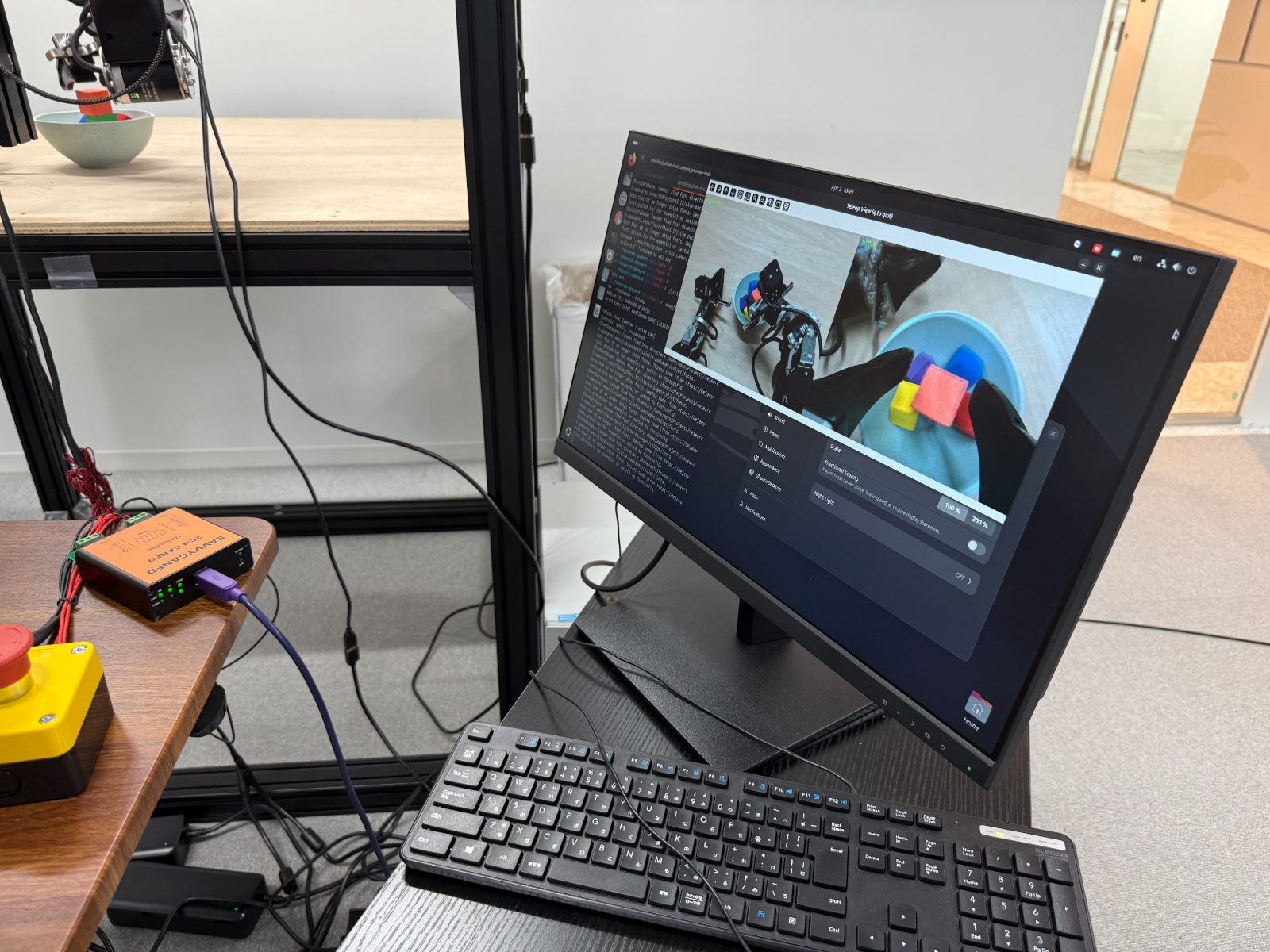Teleoperation review monitor showing dual-camera annotation interface